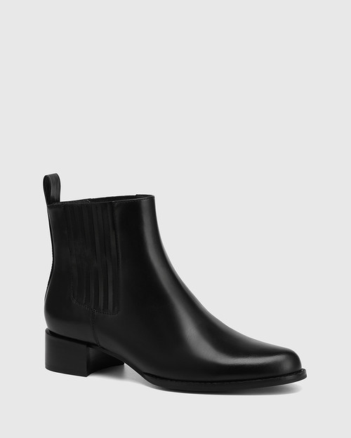 Barretta Black Leather Ankle Boot