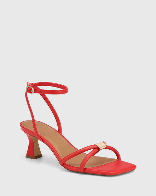 Kendall Rosso Red Leather Flared Heel Sandal