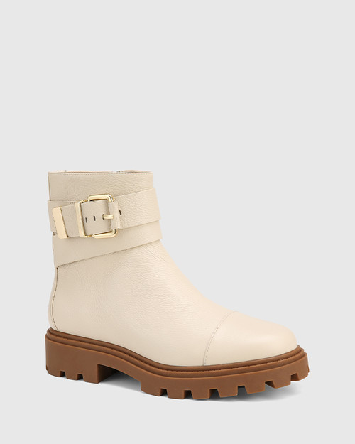 Fenton Vintage Ivory Leather Ankle Boot