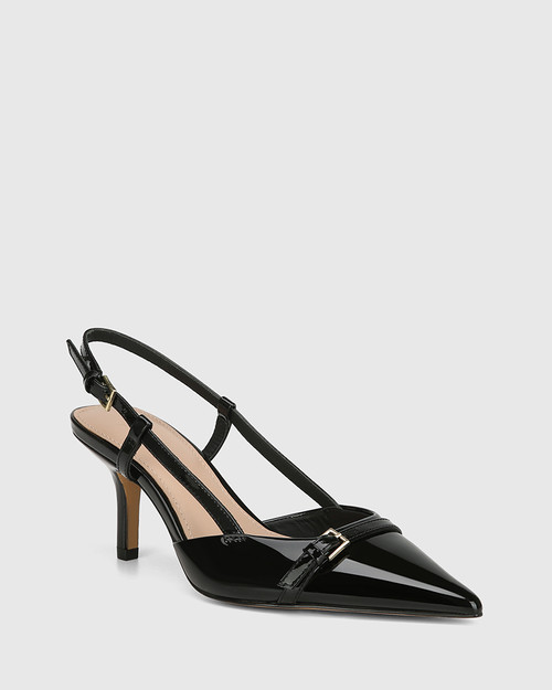 Lara Black Patent Leather Slingback