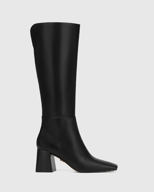 Nilo Black Leather Knee High Boot