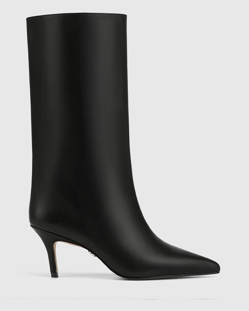Lozana Black Leather Mid-Calf Boot