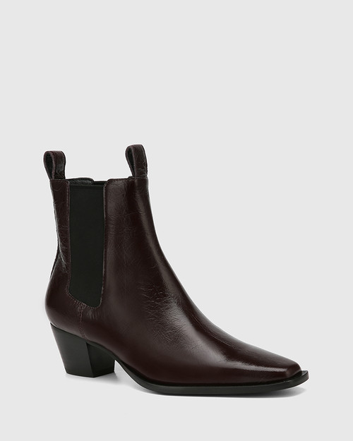 Ryde Raisin Crinkle Leather Ankle Boot