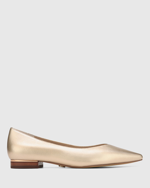 Monica Champagne Metallic Leather Flat