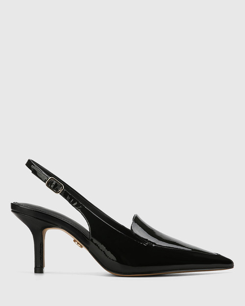 Lucas Black Patent Leather Slingback