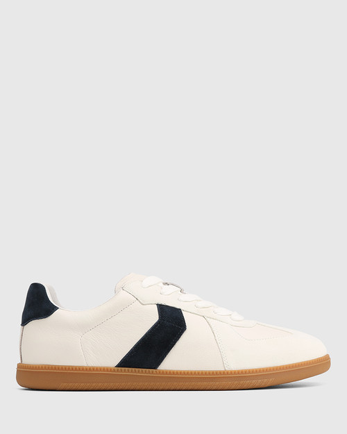 Blaze Mineral White and Navy Leather Sneaker
