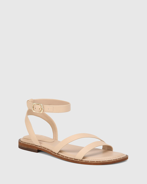 Crystina Sandshell Leather Strappy Sandal