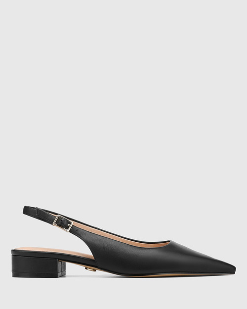 Desiree Black Leather Slingback