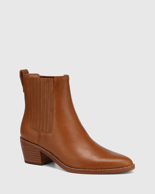 Jiamy Havana Tan Leather Ankle Boot