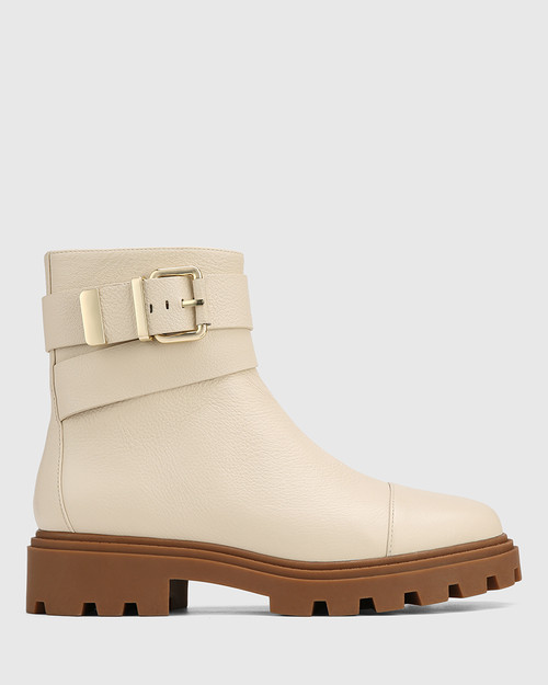 Fenton Vintage Ivory Leather Ankle Boot