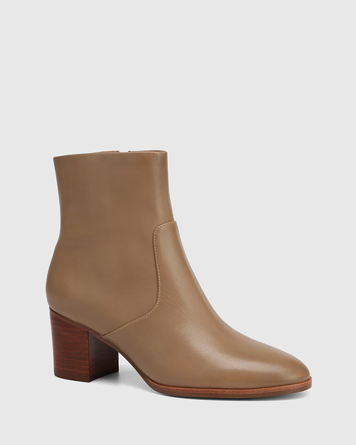 Nola Taupe Leather Ankle Boot