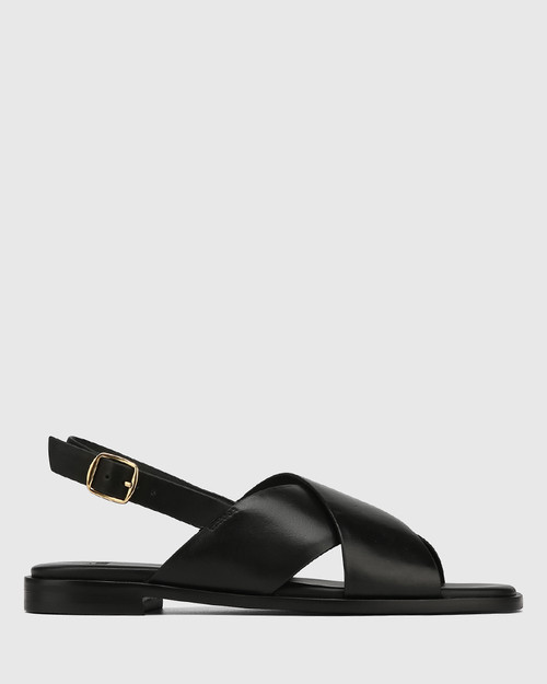 Deon Black Leather Sandal