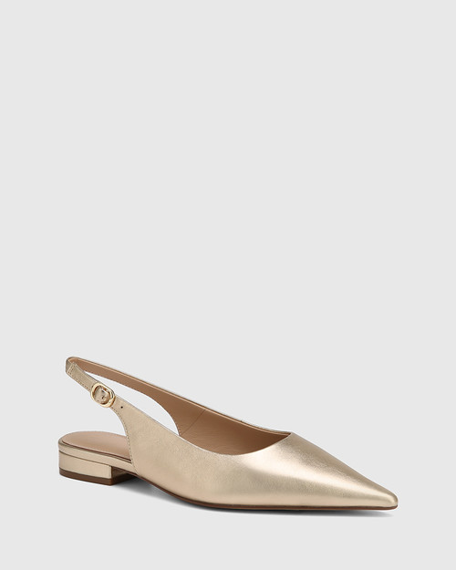 Mera Champagne Metallic Leather Slingback