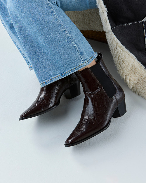 Ryde Raisin Crinkle Leather Ankle Boot