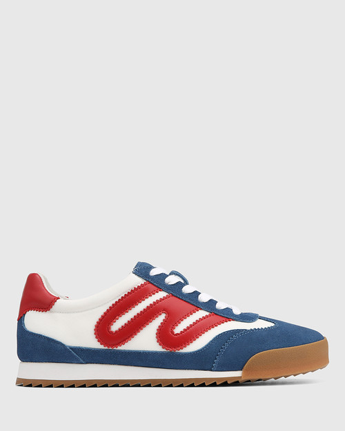Exceed Navy and Deep Red Textile Sneaker