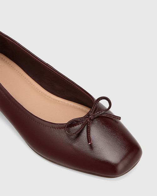Alaskan Wine Red Leather Ballet Flat