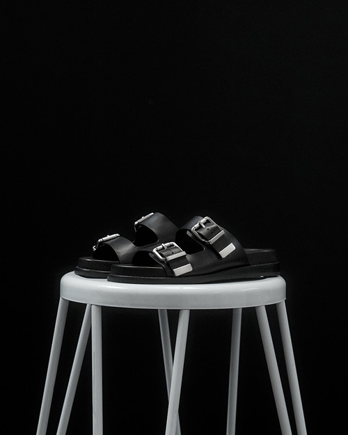 Arcadia Black Leather Sandal