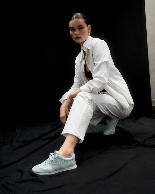 Colleen Placid Blue Nylon Textile and Suede Leather Sneaker