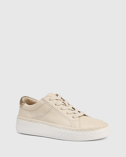 Carlee Warm Beige Leather Sneaker