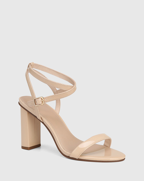 Raven New Flesh Patent Leather Block Heel Sandal