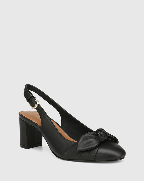 Kaye Black Leather Slingback