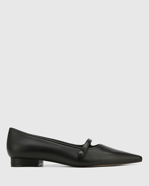 Milly Black Leather Flat