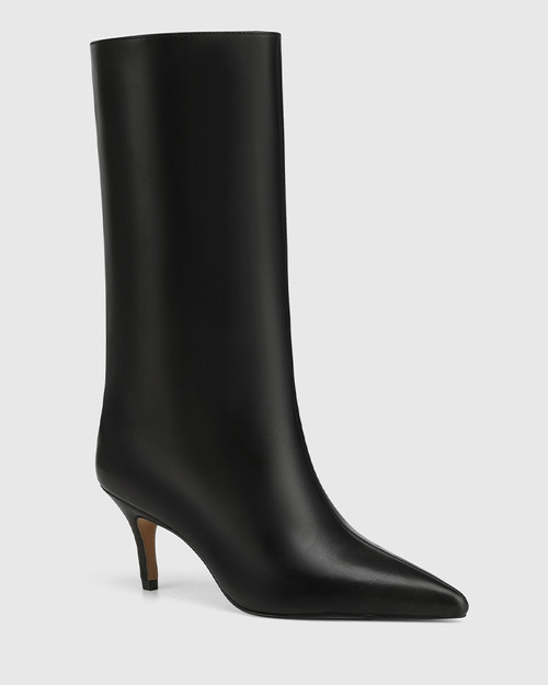 Lozana Black Leather Mid-Calf Boot