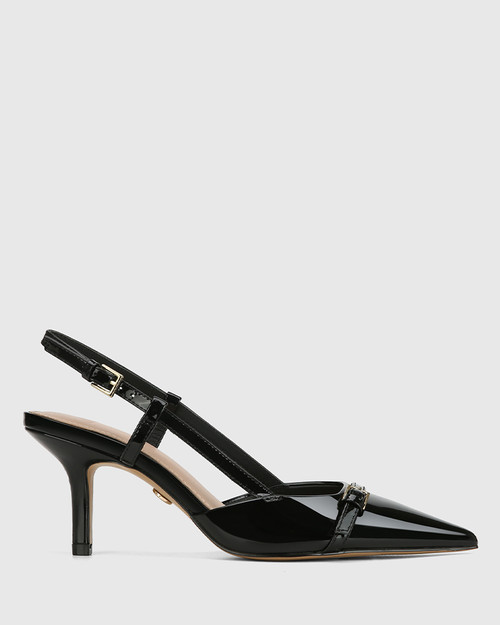 Lara Black Patent Leather Slingback