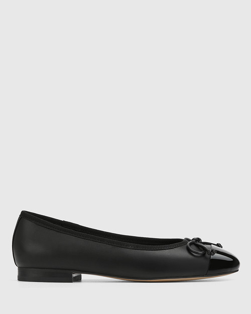Avah Black Leather Ballet Flat