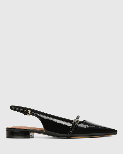 Maria Black Crinkle Patent Leather Slingback