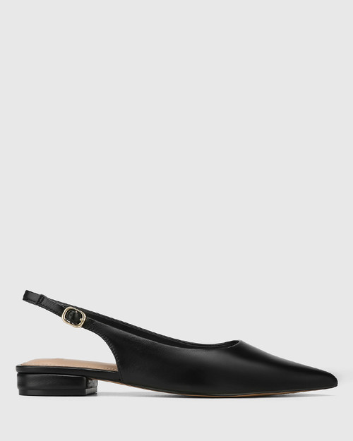 Mera Black Shiny Leather Slingback