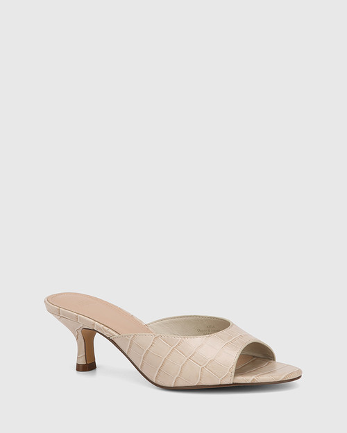 Kida Pumice Croc Embossed Leather Mule