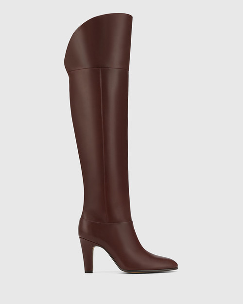 Riot Milk Chocolate Leather Over The Knee Boot