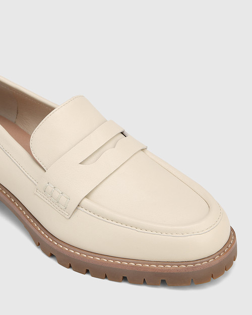 Eleni Vintage Ivory Leather Loafer
