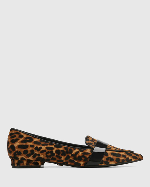 Merci Cognac Leopard Print Leather Loafer