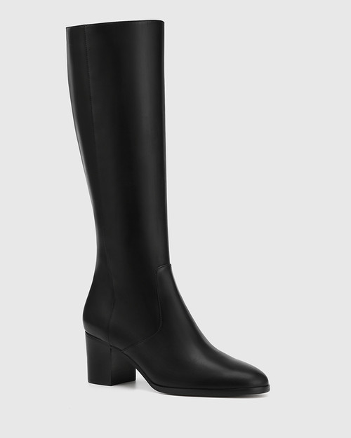 Nash Black Leather Knee High Boot