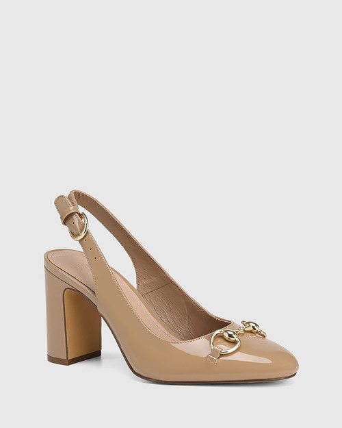 Prudence Hazelnut Patent Leather Slingback