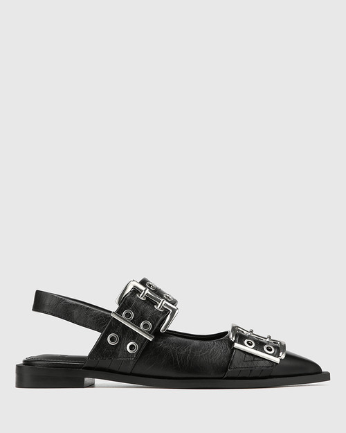 Daxton Black Leather Slingback