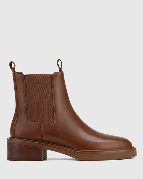 Gina Cedar Leather Ankle Boot