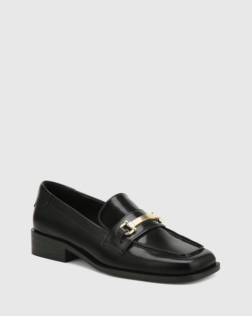Cruz Black Leather Loafer