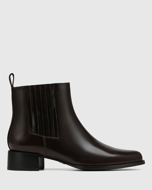 Barretta Dark Brown Leather Ankle Boot