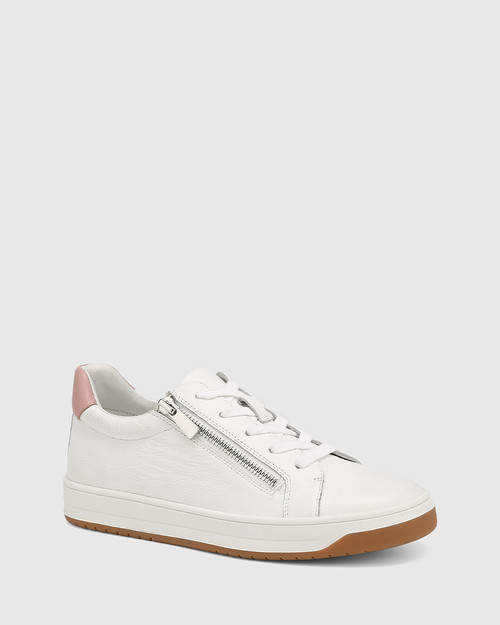 Deyse White and Blush Leather Sneaker