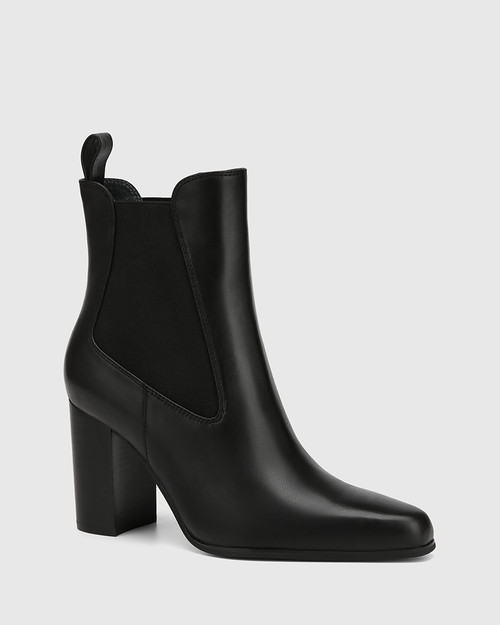 Haze Black Leather Ankle Boot