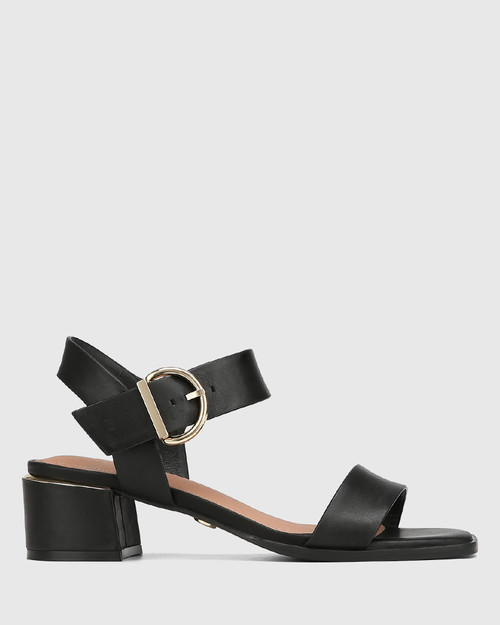 Immi Black Leather Block Heel