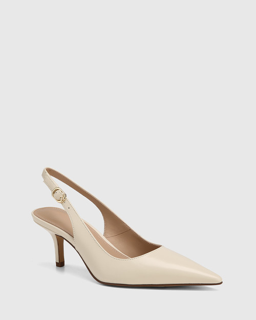 Leia Vintage Ivory Leather Slingback