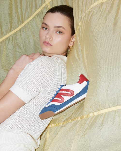 Exceed Navy and Deep Red Textile Sneaker
