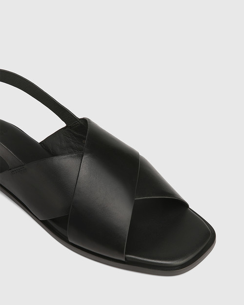 Deon Black Leather Sandal