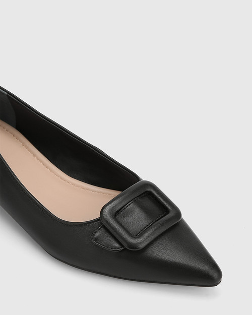 Madrid Black Leather Flat