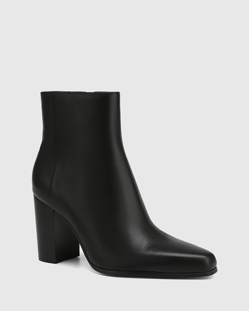 Haval Black Leather Ankle Boot