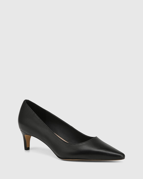 Julia Black Leather Pump